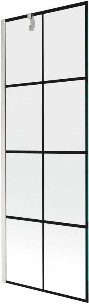 MEXEN/S Next vanová zástěna FIX 70 x 150, černá vzor, nikl kartáčovaná 895-070-000-00-77-97