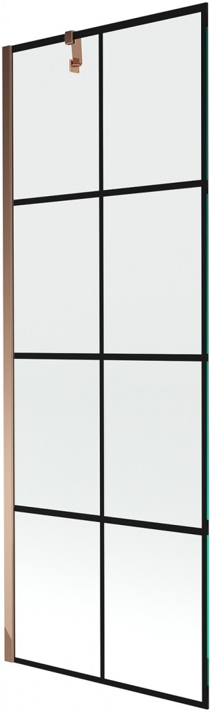 MEXEN/S Next vanová zástěna FIX 70x150, černý dekor, růžové zlato 895-070-000-00-77-60