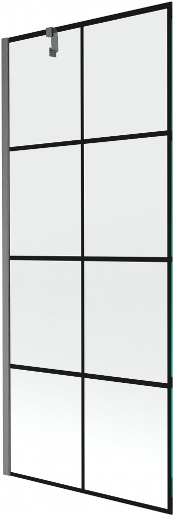MEXEN/S Next vanová zástěna FIX 80 x 150, černá vzor, grafit kartáčovaná 895-080-000-00-77-66