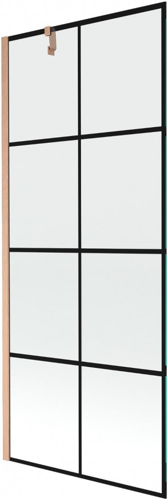MEXEN/S Next vanová zástěna FIX 80 x 150, černá vzor, měď kartáčovaná 895-080-000-00-70-77 895-080-000-00-77-65