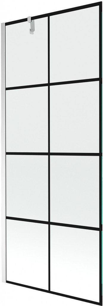 MEXEN/S Next vanová zástěna FIX 80x150, černý dekor, chrom 895-080-000-00-77-01