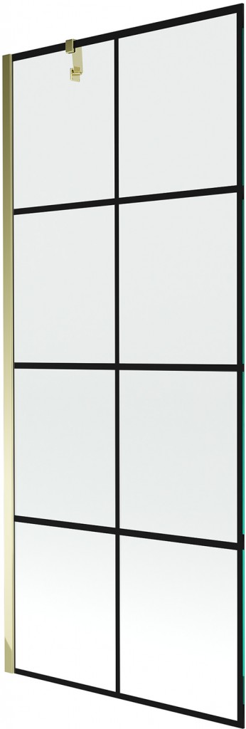 MEXEN/S Next vanová zástěna FIX 80x150, černý dekor, zlato 895-080-000-00-77-50