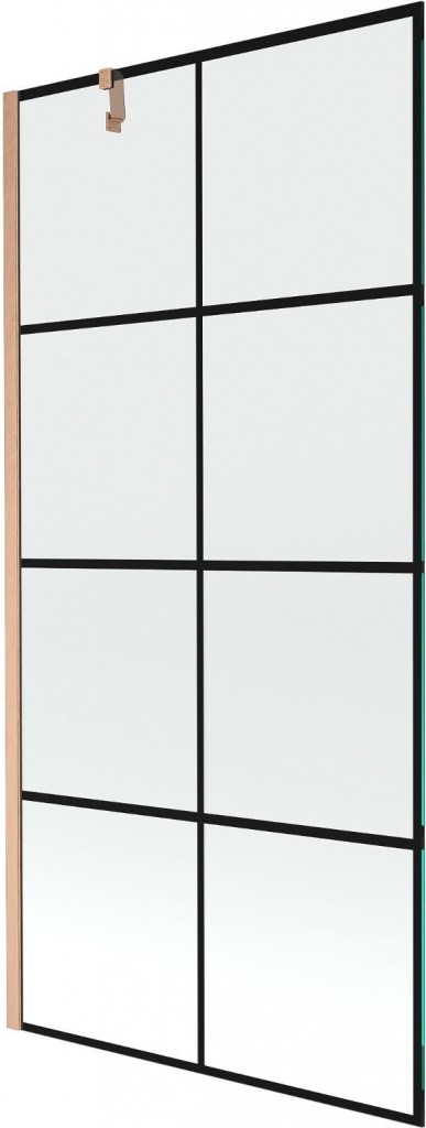 MEXEN/S Next vanová zástěna FIX 90 x 150, černá vzor, měď kartáčovaná 895-090-000-00-70-77 895-090-000-00-77-65