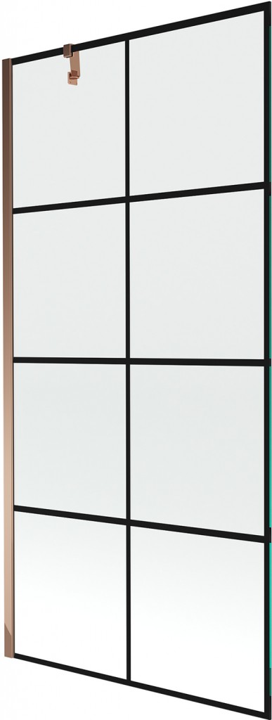 MEXEN/S Next vanová zástěna FIX 90x150, černý dekor, růžové zlato 895-090-000-00-77-60