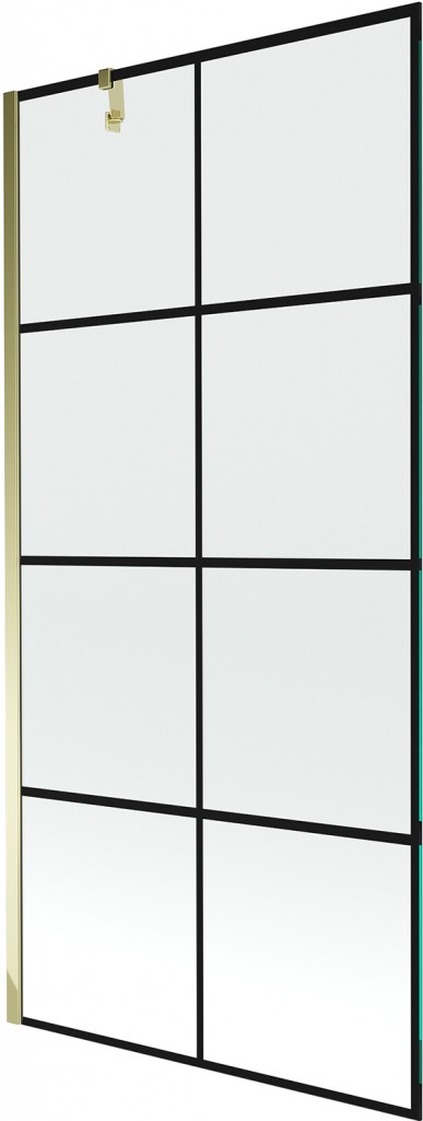 MEXEN/S Next vanová zástěna FIX 90x150, černý dekor, zlato 895-090-000-00-77-50