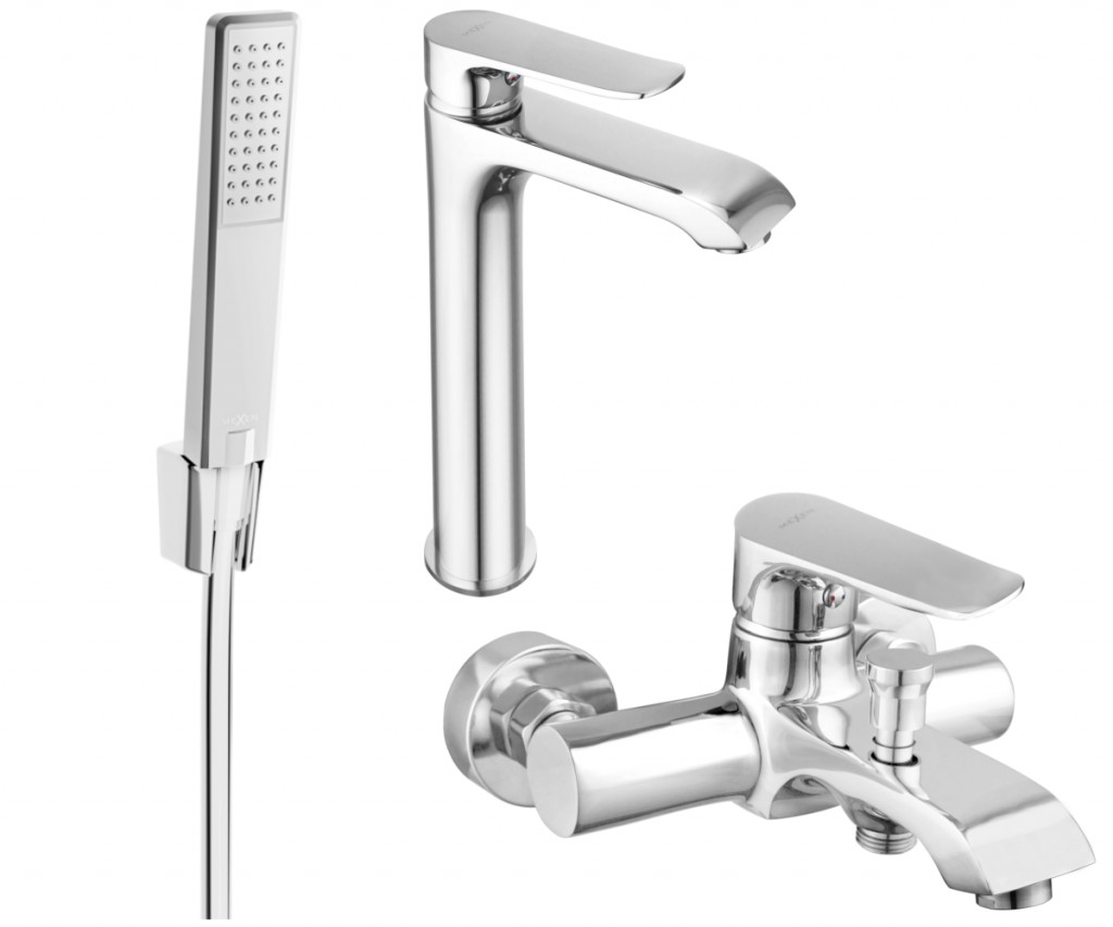 MEXEN/S Pecos R72 Set umyvadlové a vanové baterie s příslušenstvím, chrom 72713R72-00