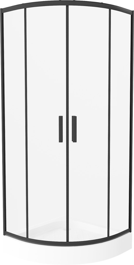 MEXEN/S Rio čtvrtkruhový sprchový kout 80 x 80, transparent, černá + vanička Rio 863-080-080-70-00-4710