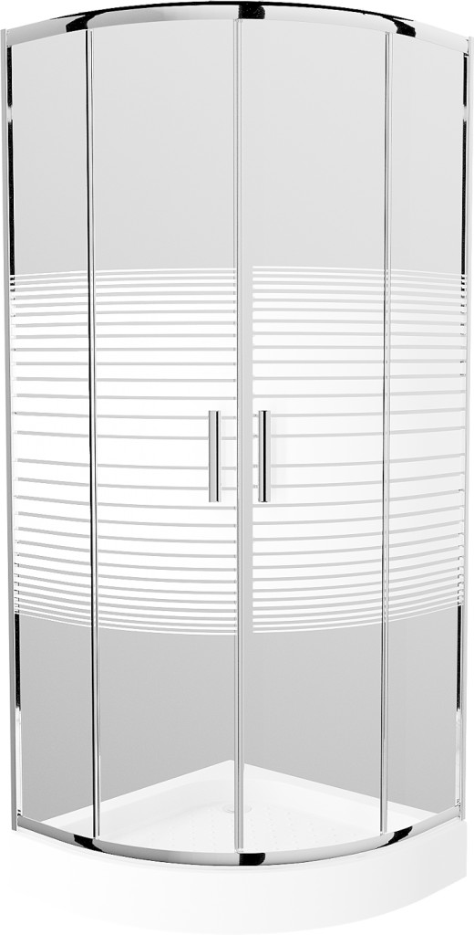 MEXEN/S Rio čtvrtkruhový sprchový kout 90 x 90, dekor/mráz, chrom + vanička Rio 863-090-090-01-20-4710