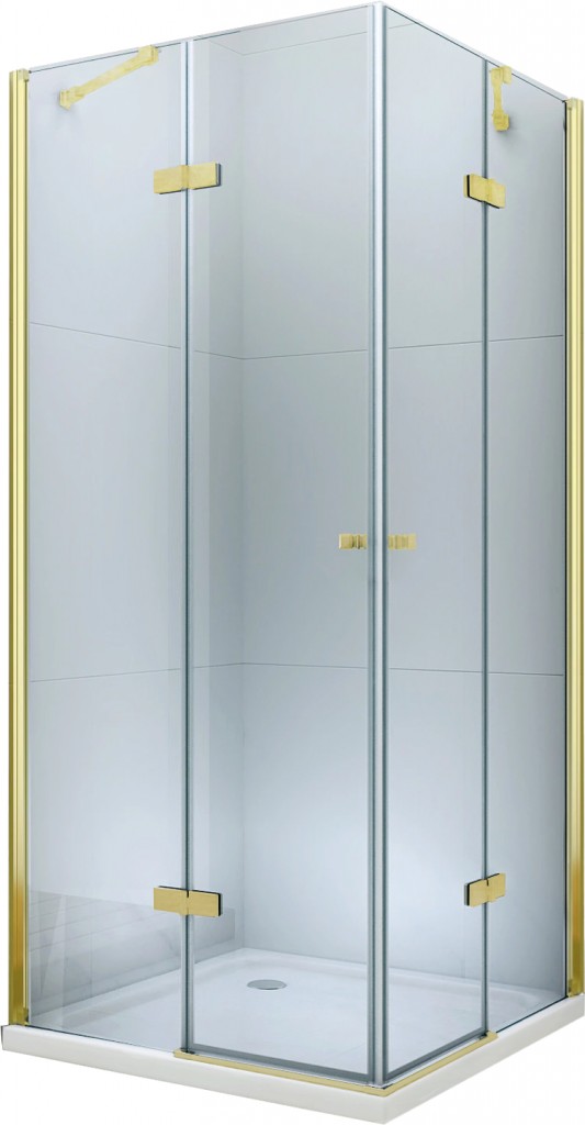 MEXEN/S Roma Duo sprchový kout 90 x 90, transparent,  zlatá 854-090-090-50-00-02