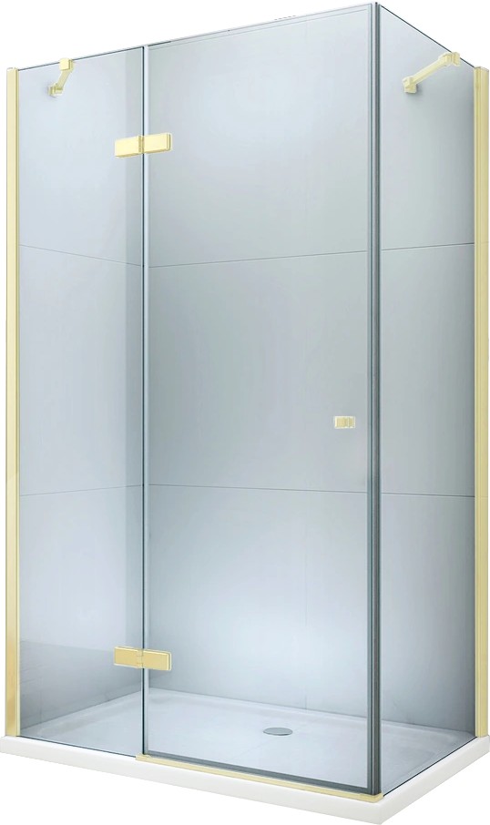MEXEN/S Roma sprchový kout otevírací  90x100, sklo transparent, zlatá + vanička 854-090-100-50-00-4010