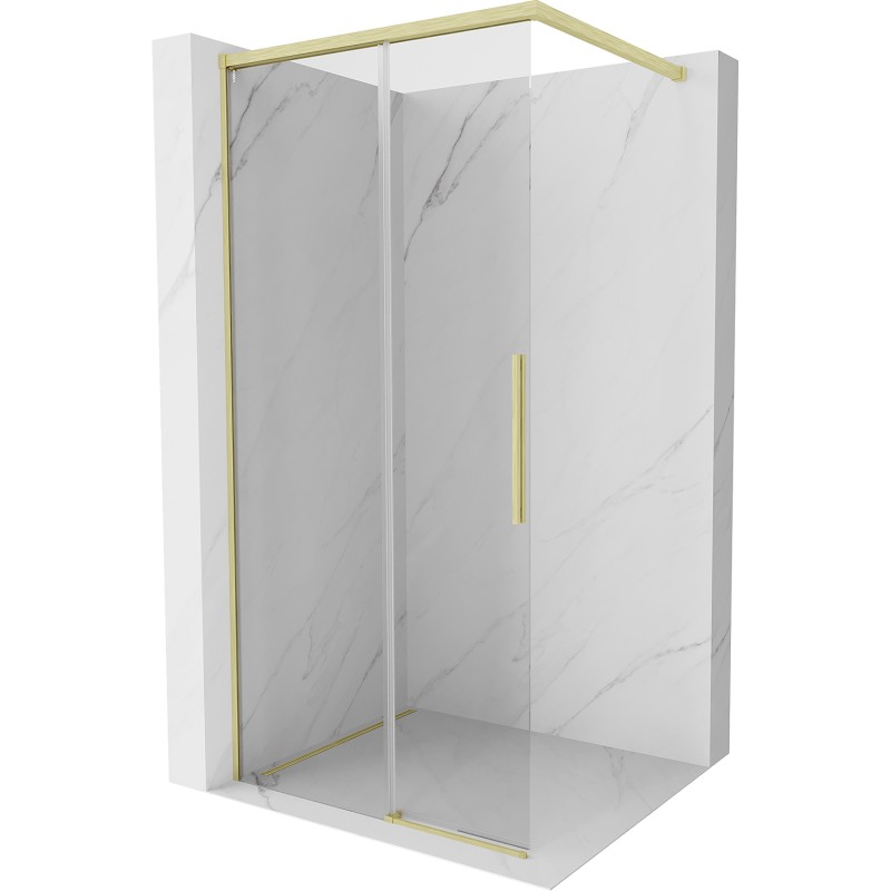 MEXEN/S Rox Sprchová zástěna WALK-IN 105 x 200, transparent 8 mm, zlato kartáčovaná 8C2-105-003-55-00