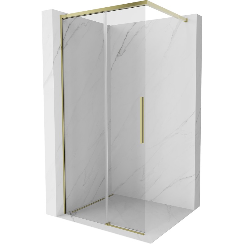 MEXEN/S Rox Sprchová zástěna WALK-IN 95 x 200, transparent 8 mm, zlato 8C2-095-003-50-00