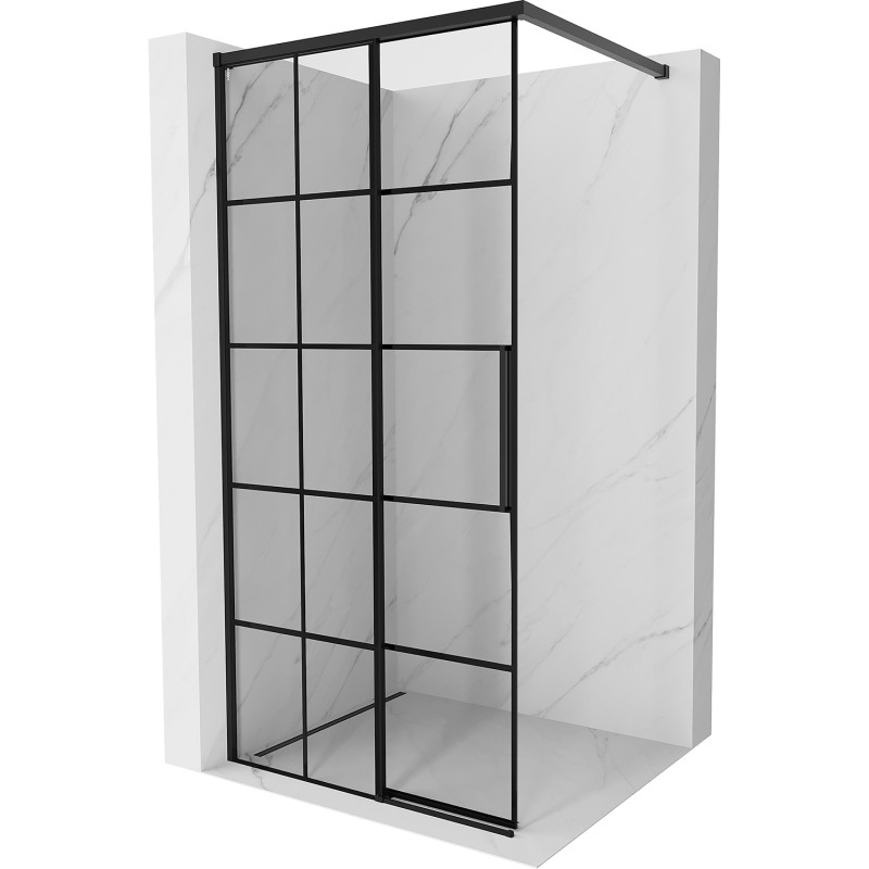 MEXEN/S Rox Sprchová zástěna WALK-IN levá 80 x 200, černá kratka 8 mm, černá 8C2-080-003-70-77-L