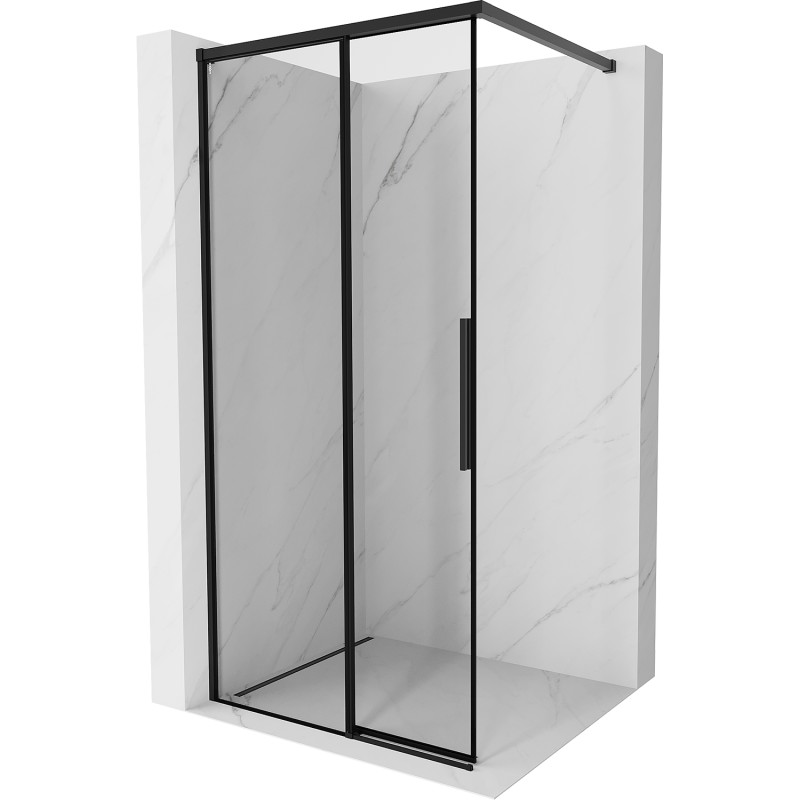 MEXEN/S Rox Sprchová zástěna WALK-IN levá 80 x 200, černá okraj 8 mm, černá 8C2-080-003-70-70-L