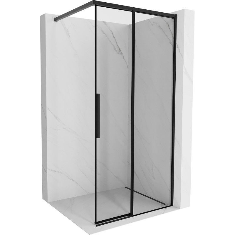 MEXEN/S Rox Sprchová zástěna WALK-IN pravá 115 x 200, černá okraj 8 mm, černá 8C2-115-003-70-70-P