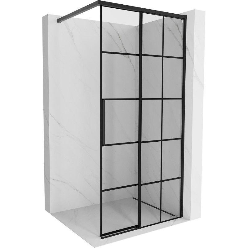 MEXEN/S Rox Sprchová zástěna WALK-IN pravá 80 x 200, černá kratka 8 mm, černá 8C2-080-003-70-77-P