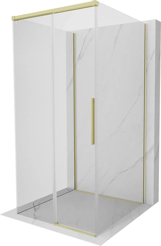 MEXEN/S Rox-3S sprchový kout 3 stěnný , posuvný 90 x 90, transparent, zlato kartáčovaná 8C2-090-090-55-00-3S