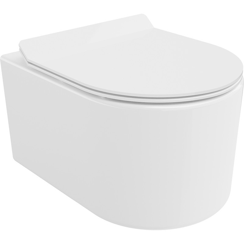 MEXEN/S Sofia Závěsná WC mísa Rimless Tornado včetně sedátka s slow slim, duroplast, bílá lesk 30540100T