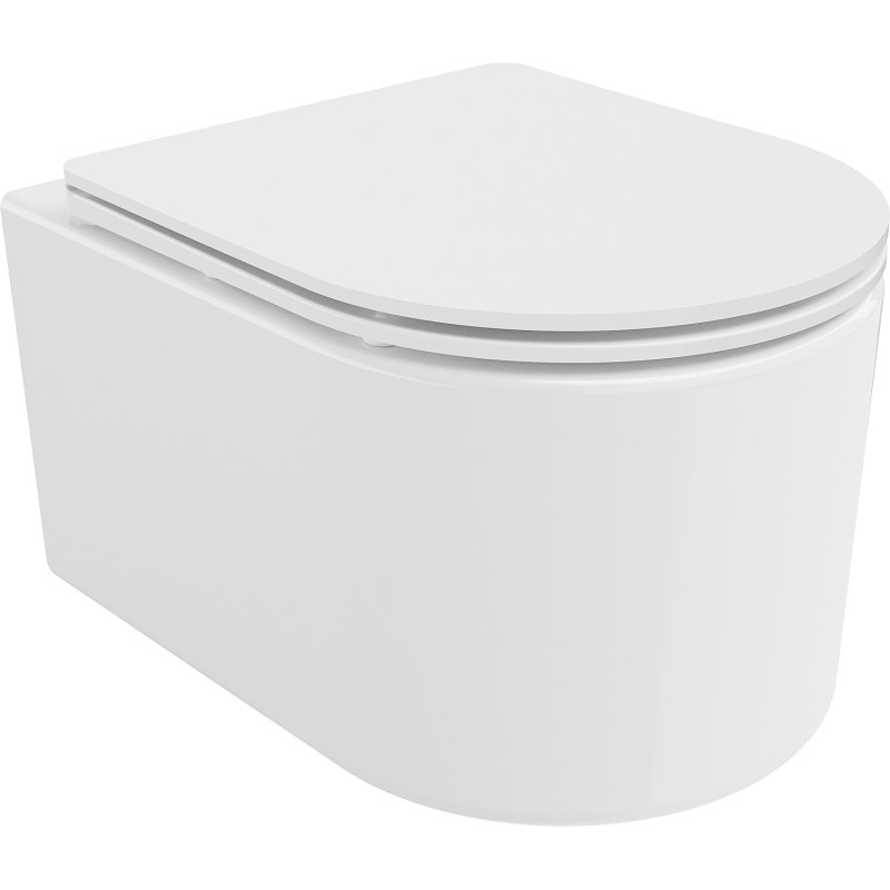 MEXEN/S Sofia Závěsná WC mísa Rimless Tornado včetně sedátka s slow slim, duroplast, bílá lesk 30540300T