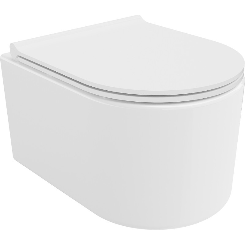 MEXEN/S Sofia Závěsná WC mísa Rimless Tornado včetně sedátka s slow slim, duroplast, bílá lesk 30540500T