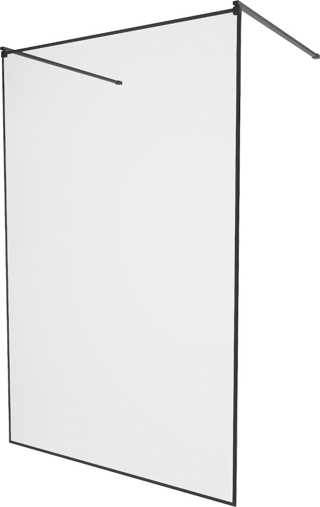 MEXEN/S Sprchová zástěna WALK-IN volněstojící 120 x 200, transparent/černá vzor 8 mm, černá 800-120-002-70-70