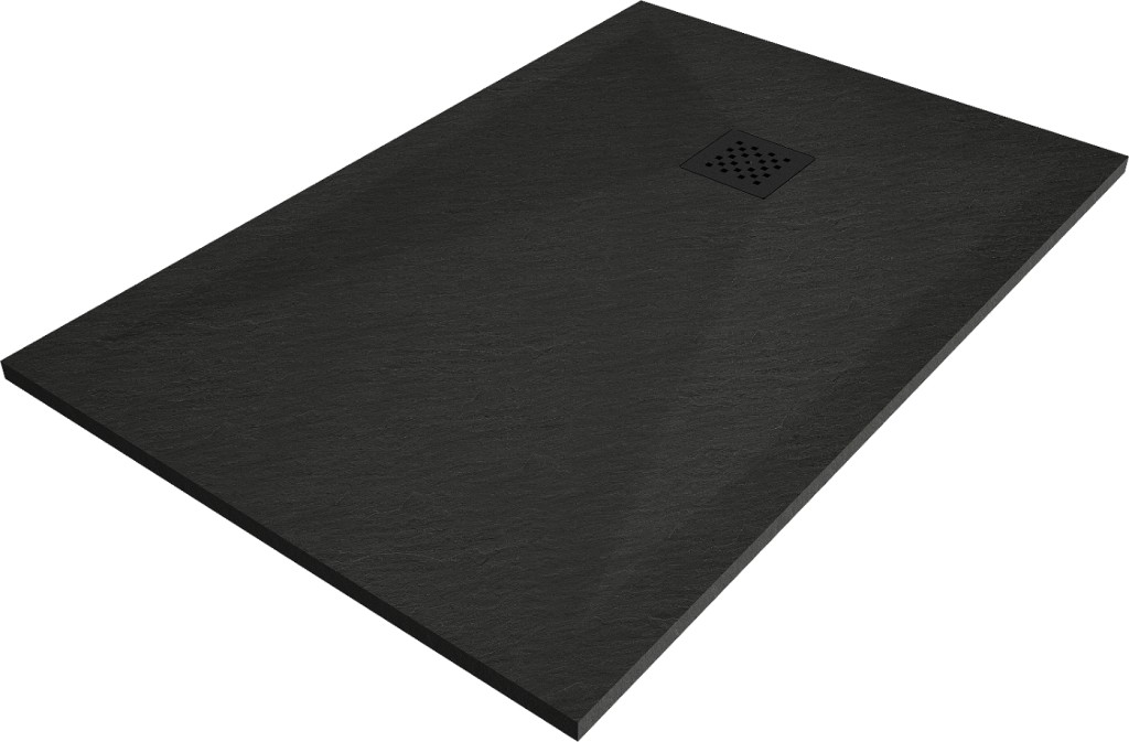 MEXEN/S Stone+ obdélníková sprchová vanička 120 x 100, černá, mřížka černá 44701012-B