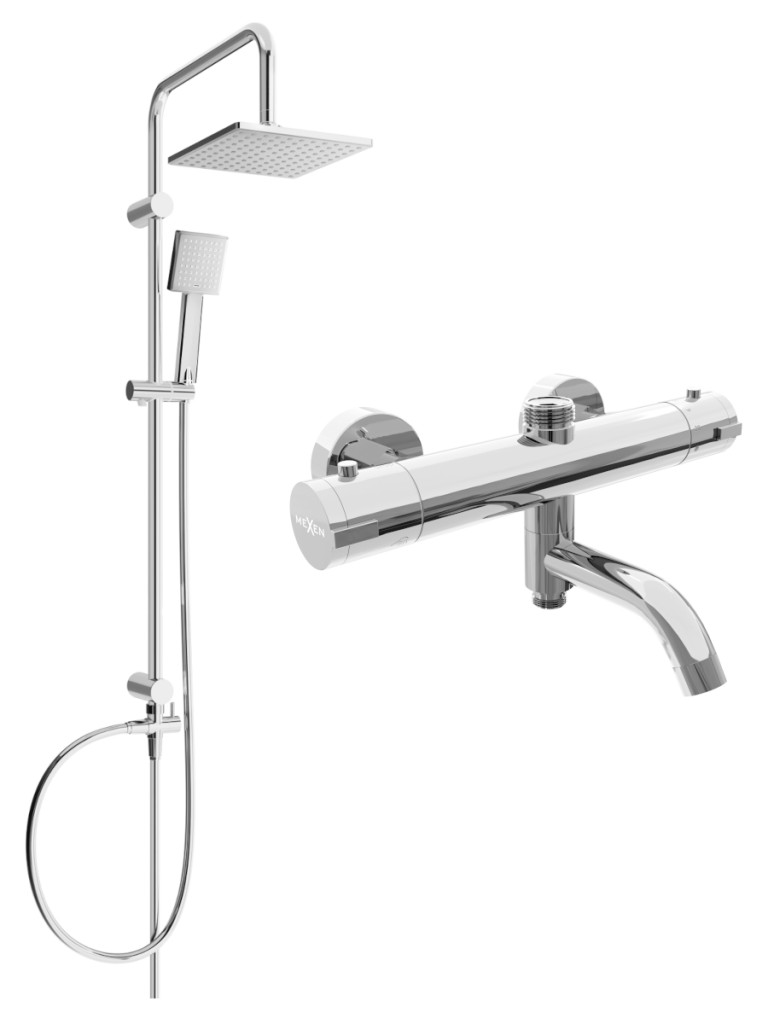 MEXEN/S Tord sprchový sloup včetně sprchové termostatické baterie Kai, chrom 77900200-00