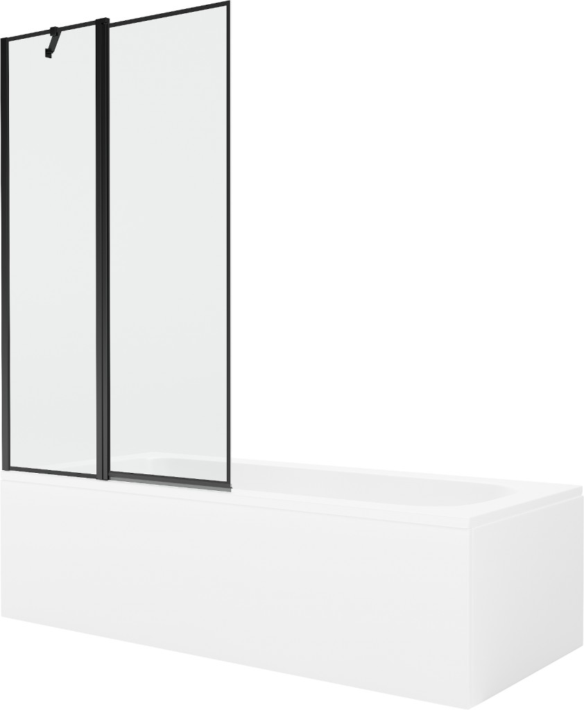 MEXEN/S Vega obdélníková vana 150 x 70 cm s panelem + vanová zástěna 100, černá vzor 550115070X9410117070