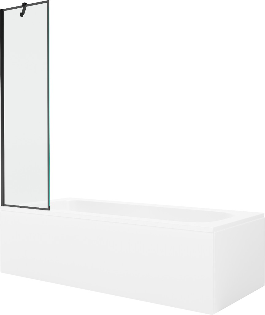 MEXEN/S Vega obdélníková vana 150 x 70 cm s panelem + vanová zástěna 50, černá vzor 550115070X9505007070