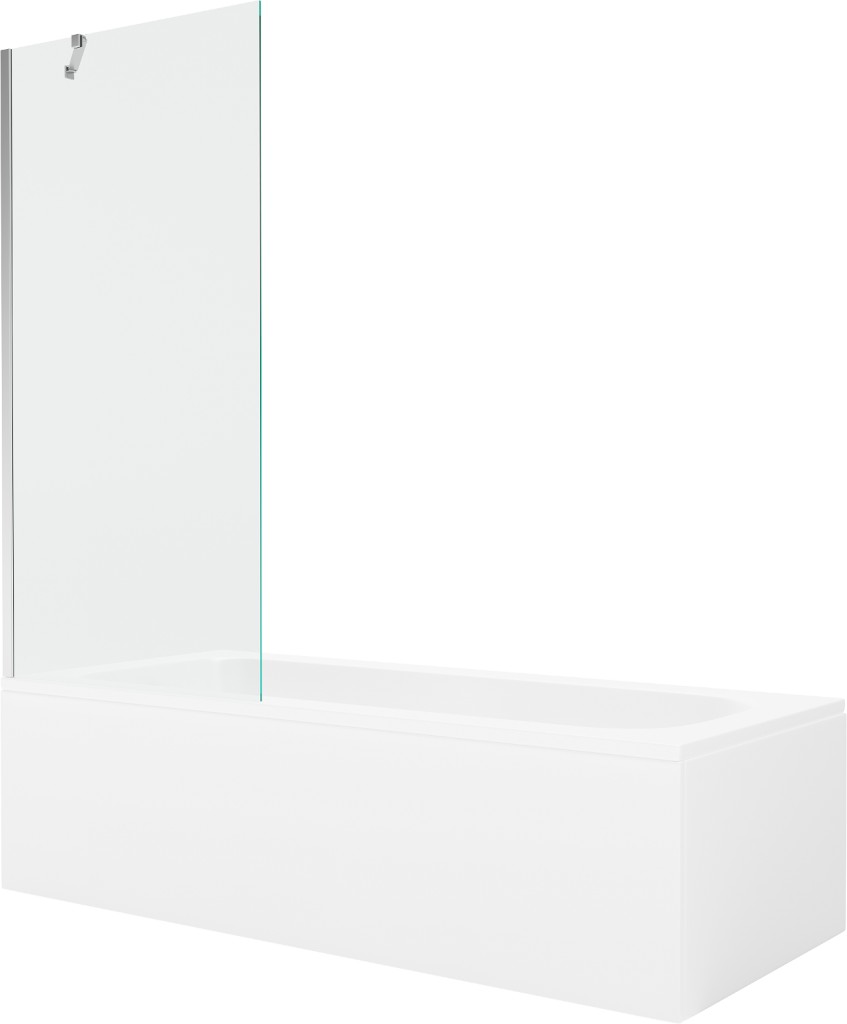 MEXEN/S Vega obdélníková vana 150 x 70 cm s panelem + vanová zástěna 80, transparent, chrom 550115070X9508000001