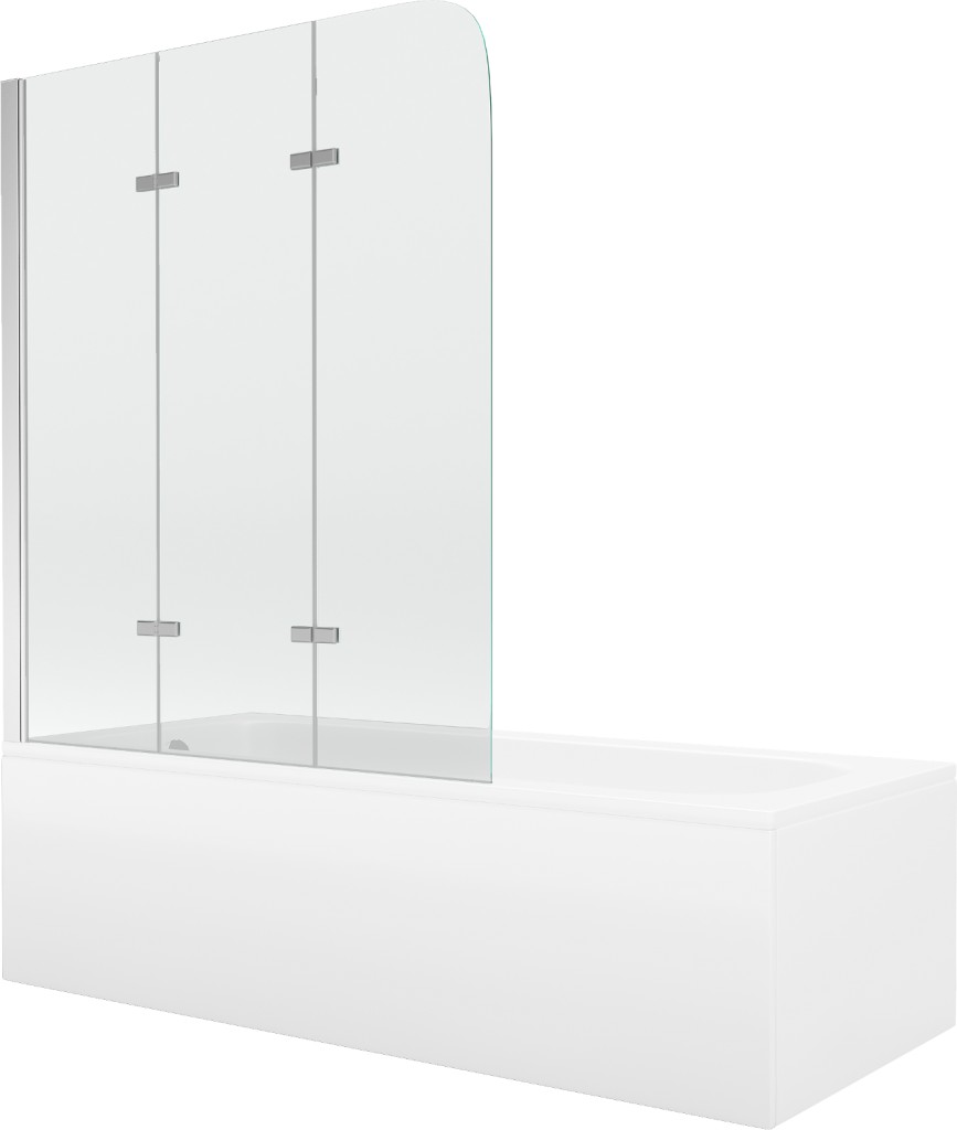 MEXEN/S Vega obdélníková vana 160 x 70 cm s panelem  + vanová zástěna 120, transparent, chrom 550116070X9012030100