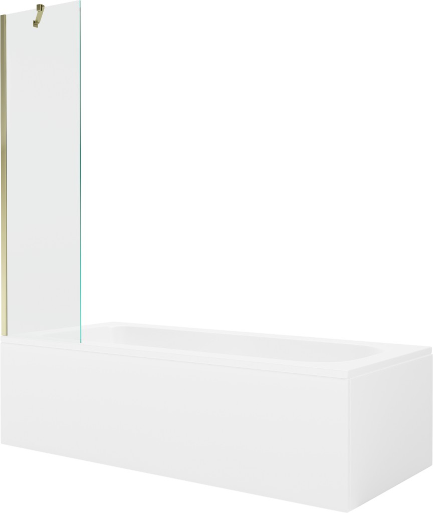MEXEN/S Vega obdélníková vana 160 x 70 cm s panelem + vanová zástěna 50, transparent, zlatá 550116070X9505000050