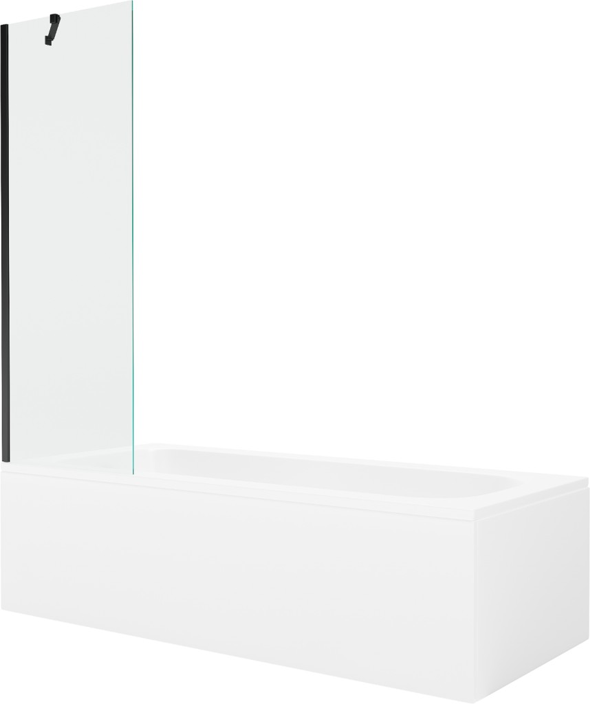 MEXEN/S Vega obdélníková vana 160 x 70 cm s panelem + vanová zástěna 60, transparent, černá 550116070X9506000070