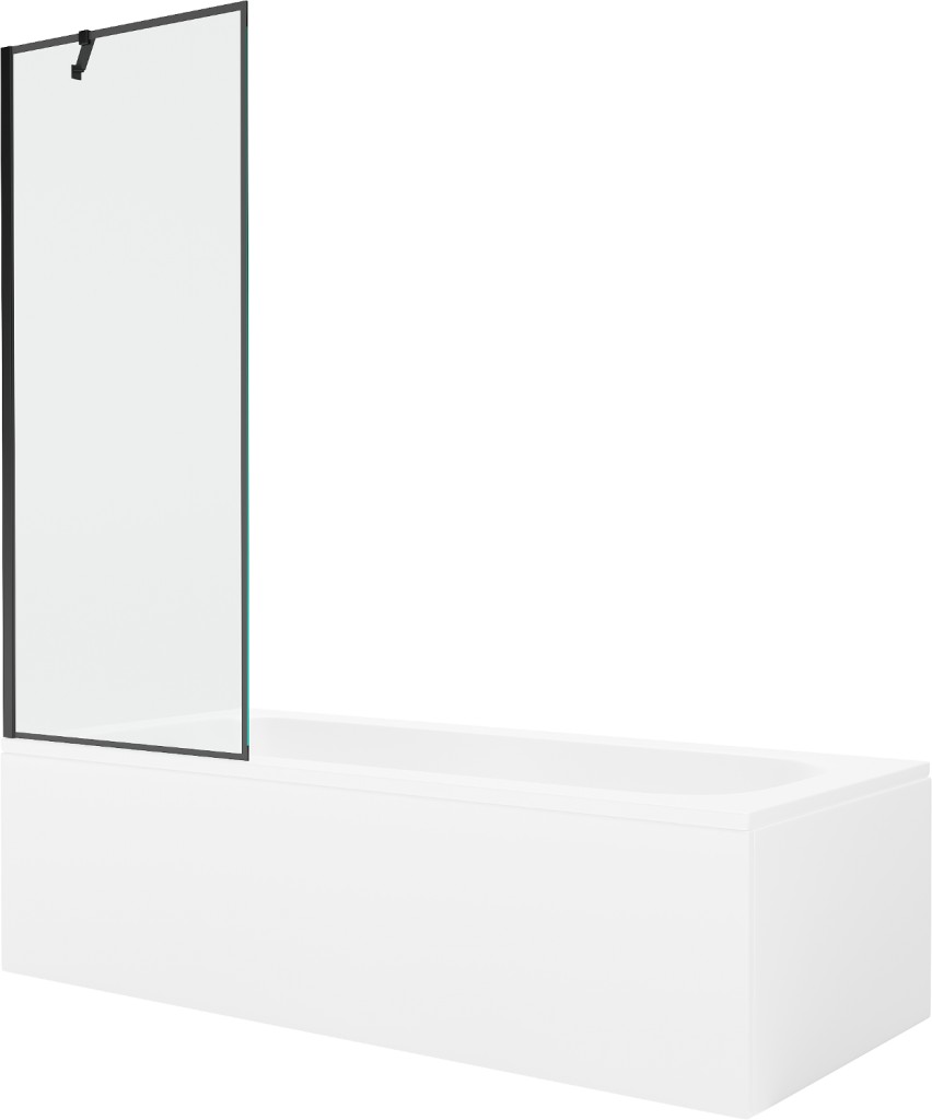 MEXEN/S Vega obdélníková vana 160 x 70 cm s panelem + vanová zástěna 70, černá vzor 550116070X9507007070