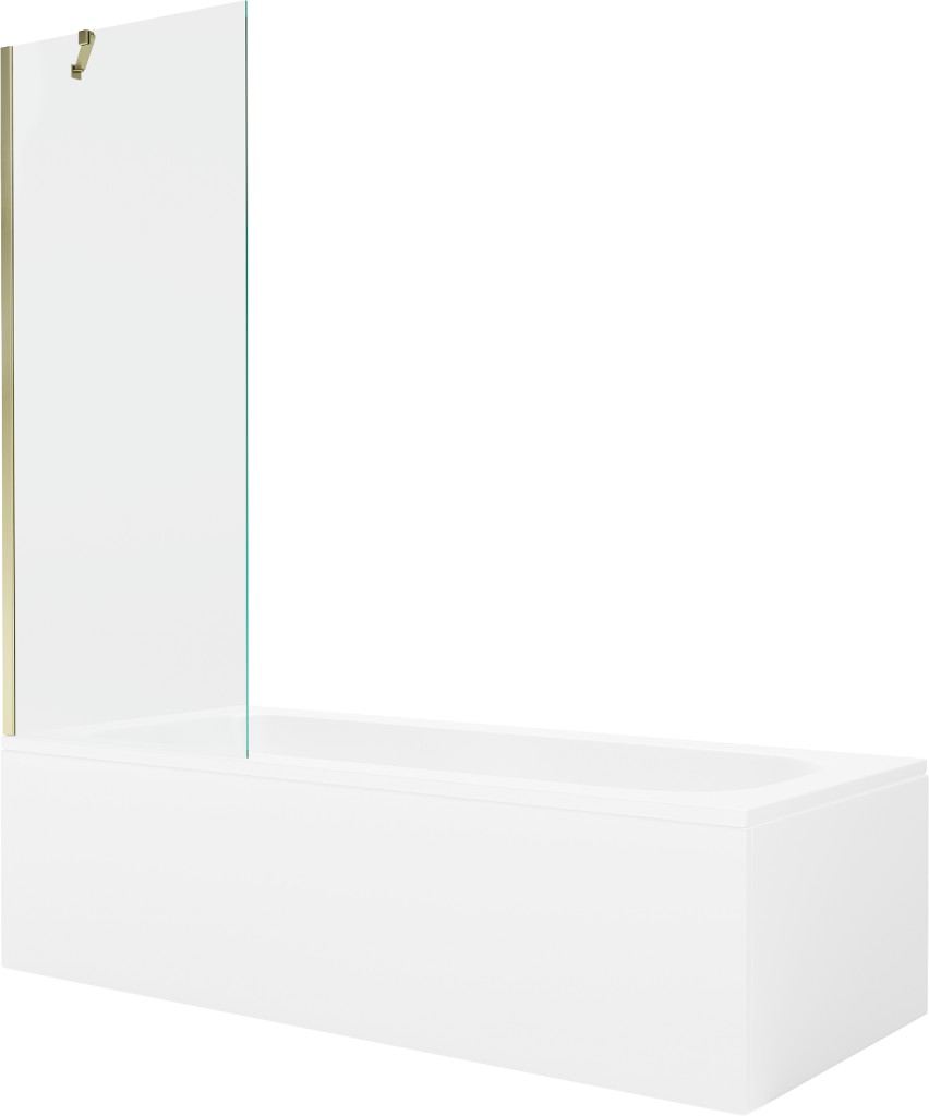 MEXEN/S Vega obdélníková vana 160 x 70 cm s panelem + vanová zástěna 70, transparent, zlatá 550116070X9507000050
