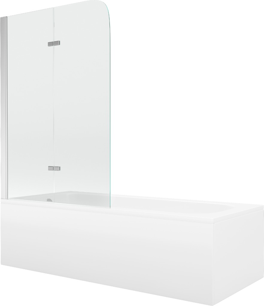 MEXEN/S Vega obdélníková vana 160 x 70 cm s panelem  + vanová zástěna 80, transparent, chrom 550116070X9008020100