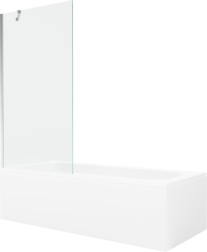 MEXEN/S Vega obdélníková vana 160 x 70 cm s panelem + vanová zástěna 90, transparent, chrom 550116070X9509000001