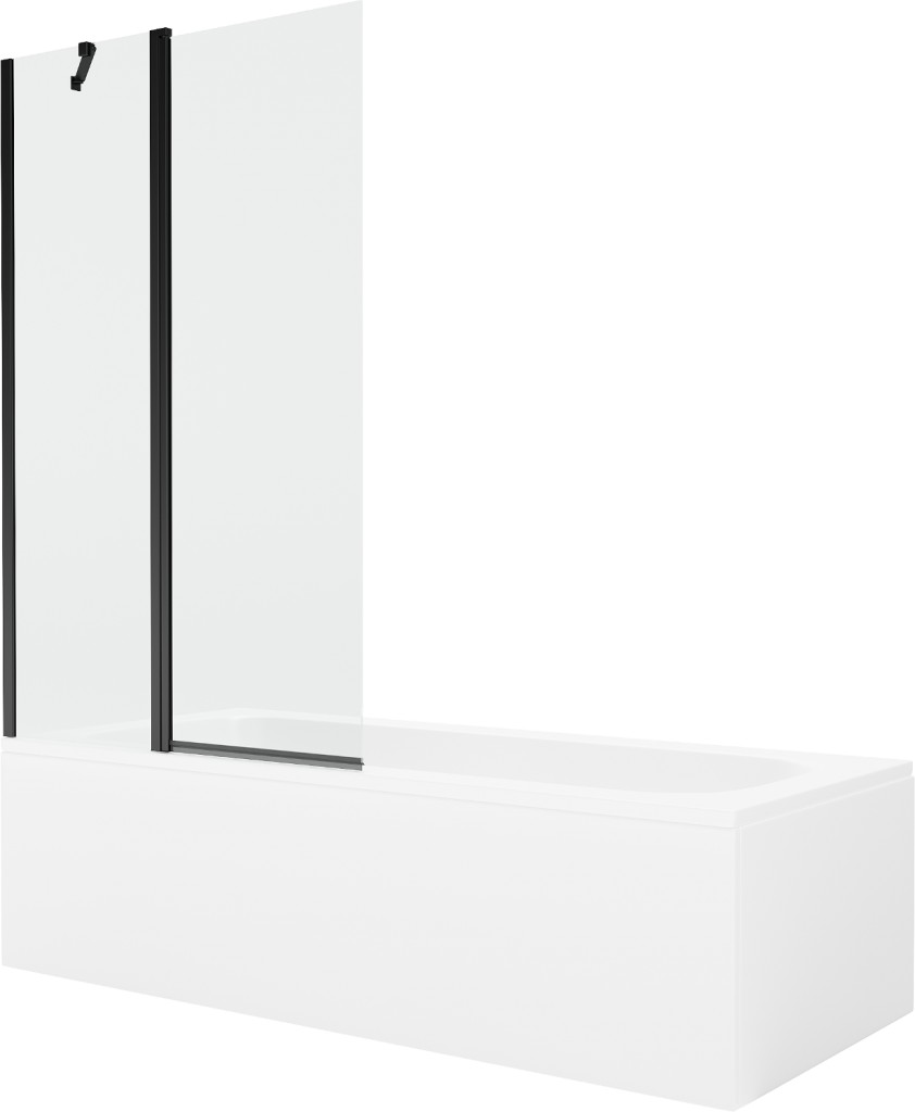 MEXEN/S Vega obdélníková vana 170 x 70 cm s panelem + vanová zástěna 100, transparent, černá 550117070X9410117000