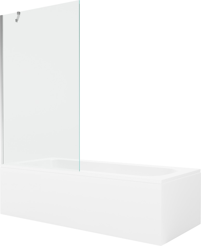 MEXEN/S Vega obdélníková vana 170 x 70 cm s panelem + vanová zástěna 100, transparent, chrom 550117070X9510000001