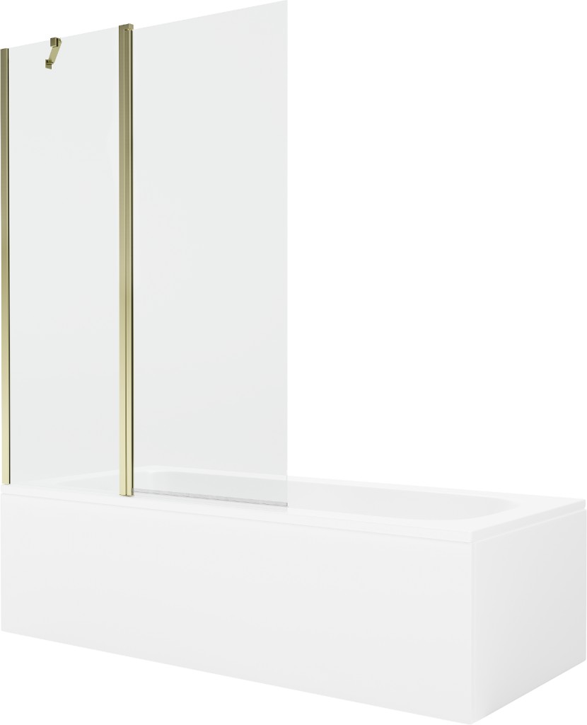 MEXEN/S Vega obdélníková vana 170 x 70 cm s panelem + vanová zástěna 120, transparent, zlatá 550117070X9412115000