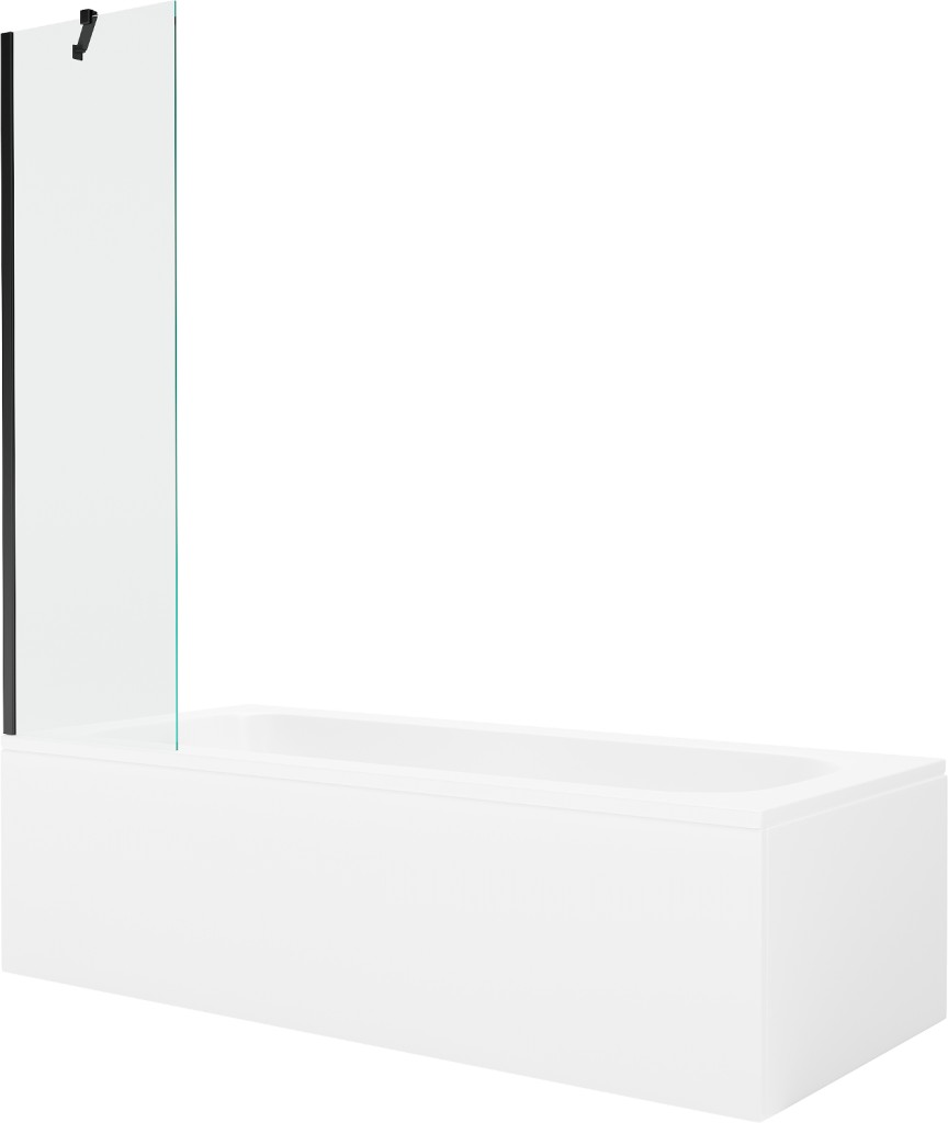 MEXEN/S Vega obdélníková vana 170 x 70 cm s panelem + vanová zástěna 50, transparent, černá 550117070X9505000070