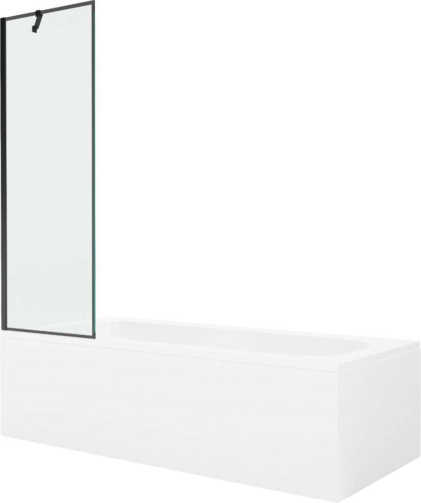 MEXEN/S Vega obdélníková vana 170 x 70 cm s panelem + vanová zástěna 60, černá vzor 550117070X9506007070