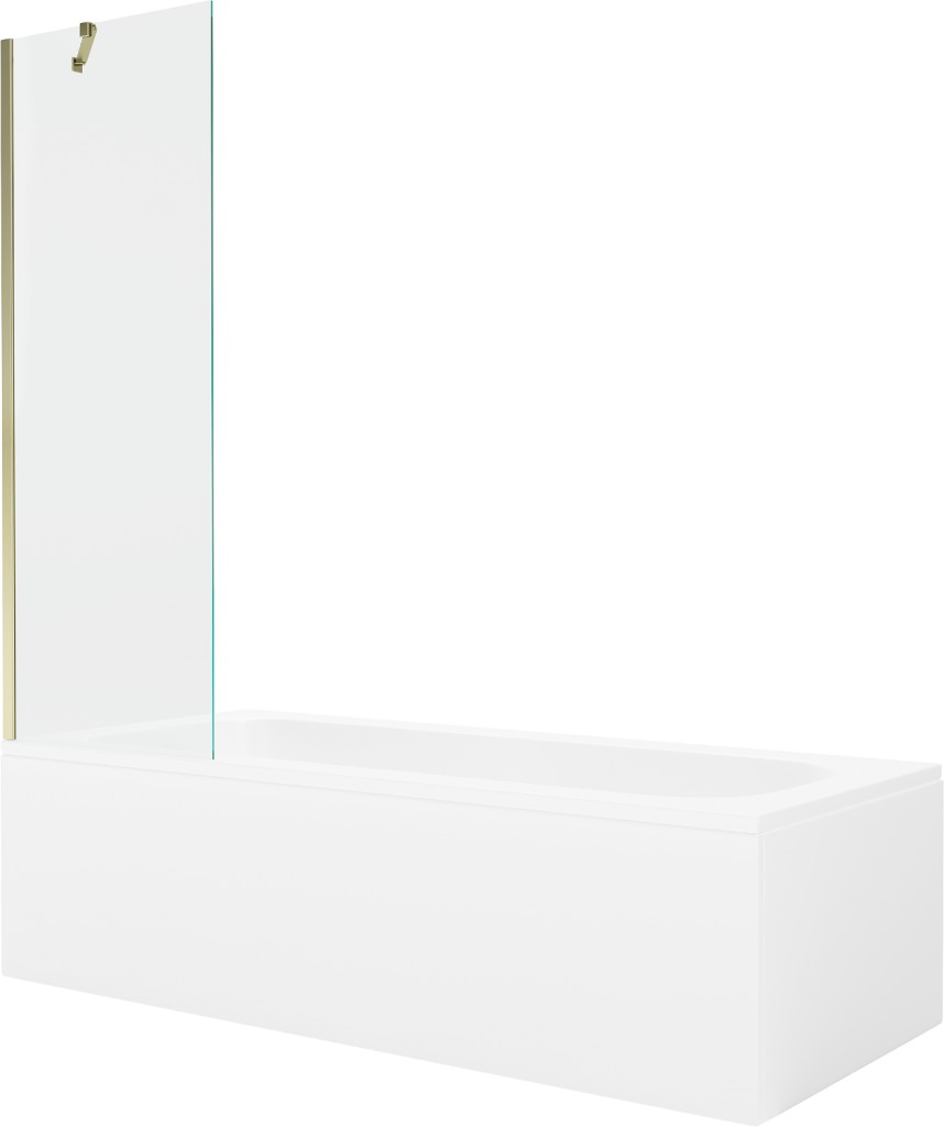 MEXEN/S Vega obdélníková vana 170 x 70 cm s panelem + vanová zástěna 60, transparent, zlatá 550117070X9506000050