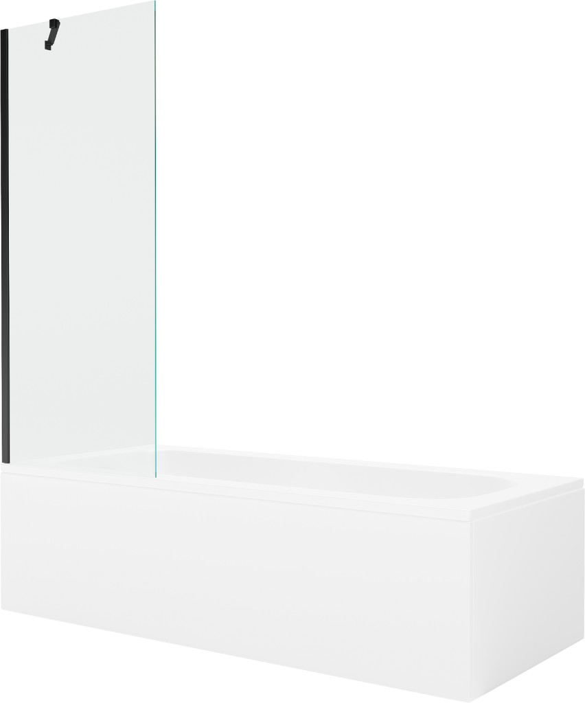 MEXEN/S Vega obdélníková vana 170 x 70 cm s panelem + vanová zástěna 70, transparent, černá 550117070X9507000070