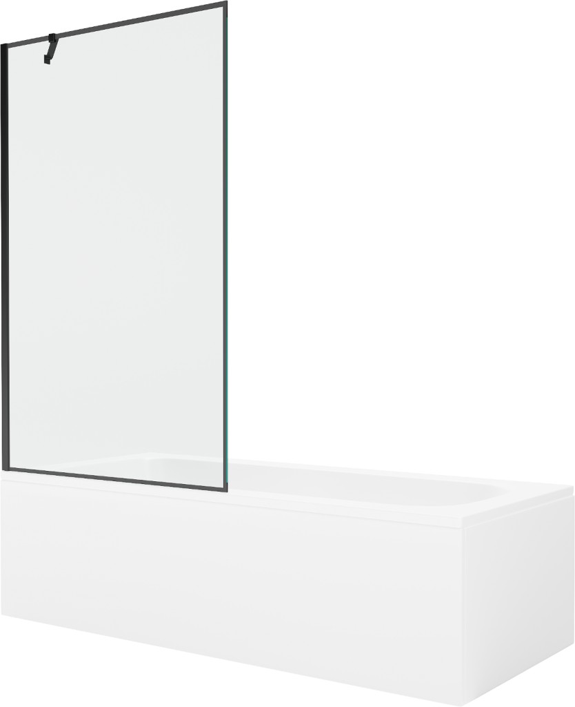 MEXEN/S Vega obdélníková vana 180 x 80 cm s panelem + vanová zástěna 100, černá vzor 550118080X9510007070
