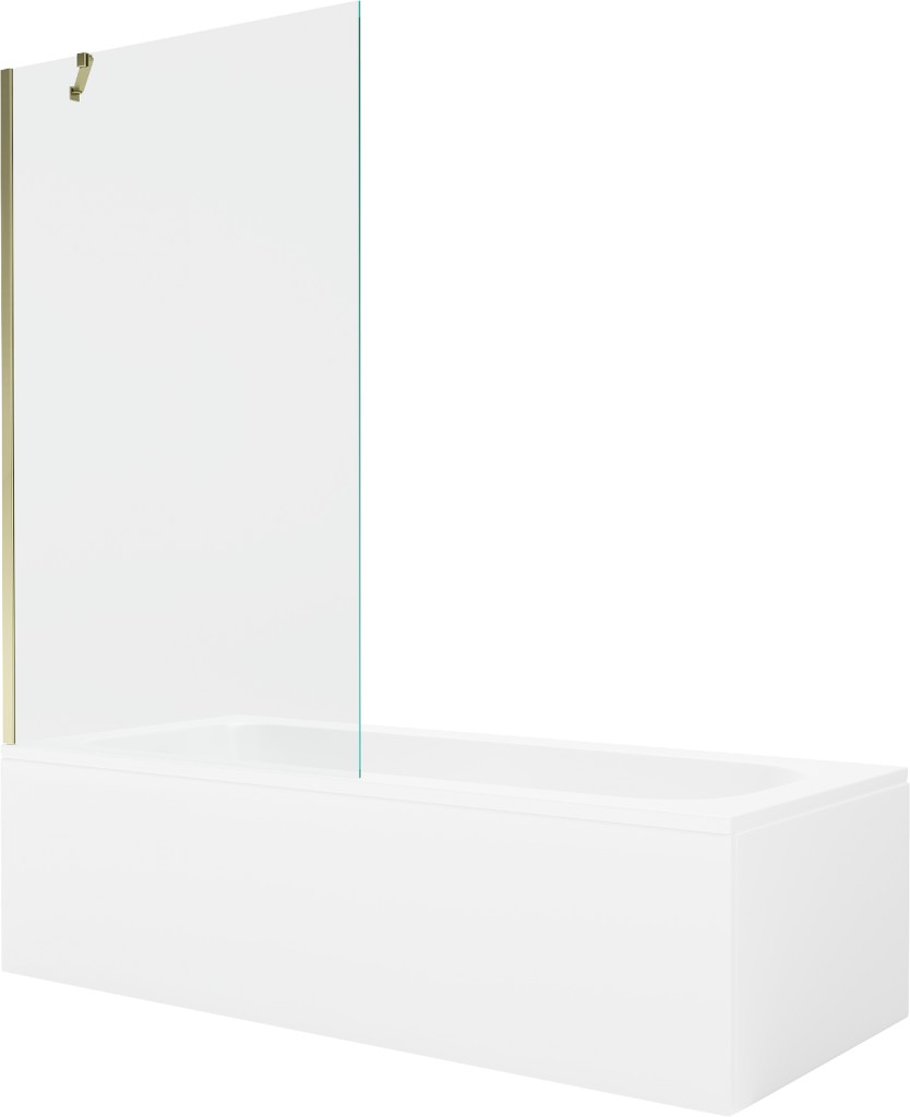 MEXEN/S Vega obdélníková vana 180 x 80 cm s panelem + vanová zástěna 100, transparent, zlatá 550118080X9510000050