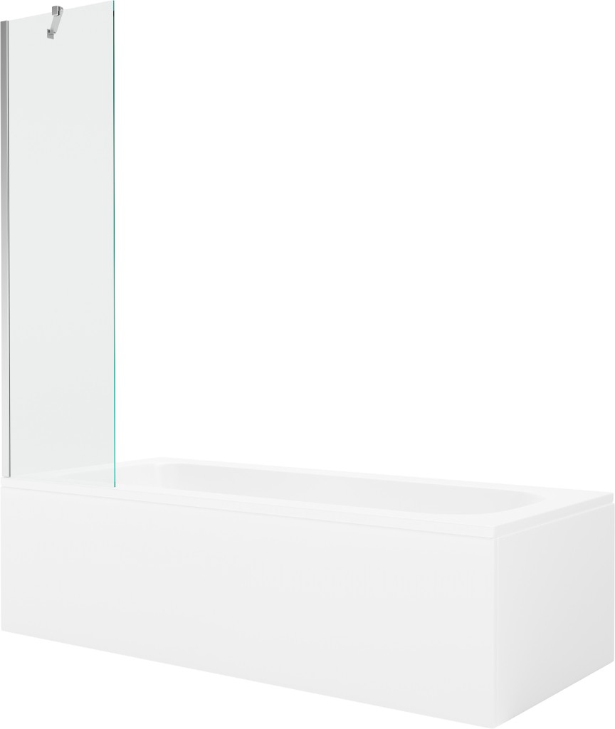 MEXEN/S Vega obdélníková vana 180 x 80 cm s panelem + vanová zástěna 50, transparent, chrom 550118080X9505000001