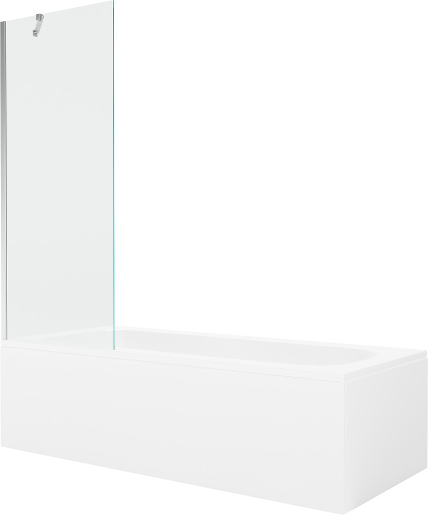 MEXEN/S Vega obdélníková vana 180 x 80 cm s panelem + vanová zástěna 70, transparent, chrom 550118080X9507000001