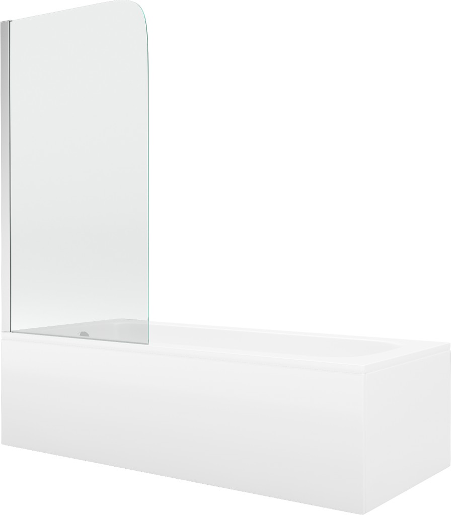 MEXEN/S Vega obdélníková vana 180 x 80 cm s panelem  + vanová zástěna 75, transparent, chrom 550118080X9007510100