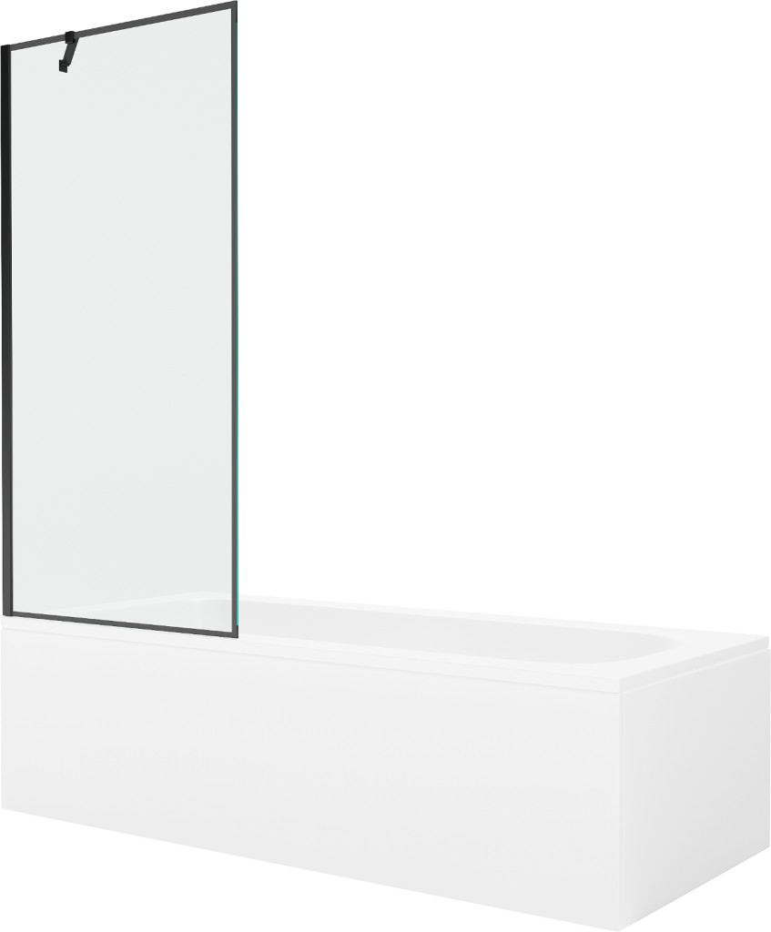 MEXEN/S Vega obdélníková vana 180 x 80 cm s panelem + vanová zástěna 80, černá vzor 550118080X9508007070